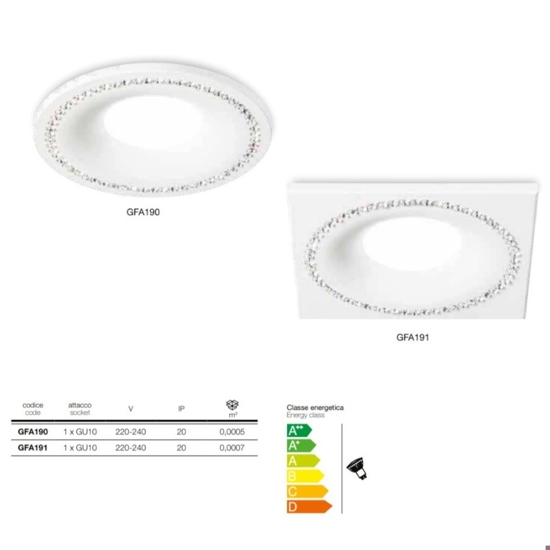 Faretto da incasso controsoffitto cristalli strass gea luce coralie