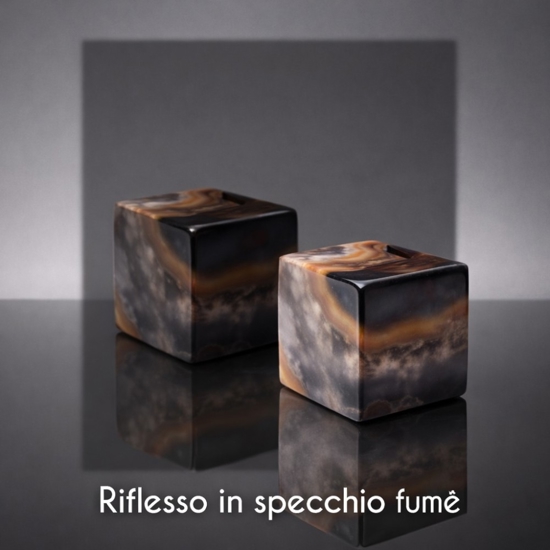 Orologio da parete 80cm specchiato fume effetto marmo grigio scuro