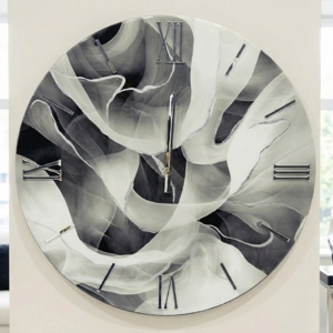 Orologiorotondo da parete 60cm in resina grigio nero moderno