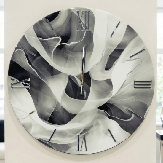 Orologiorotondo da parete 60cm in resina grigio nero moderno