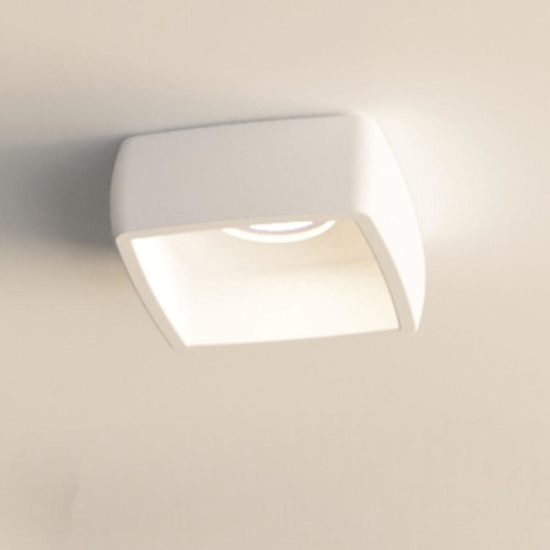 Faretto da incasso a soffitto quadrato in gesso bianco