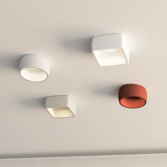 Faretto da incasso a soffitto quadrato in gesso bianco