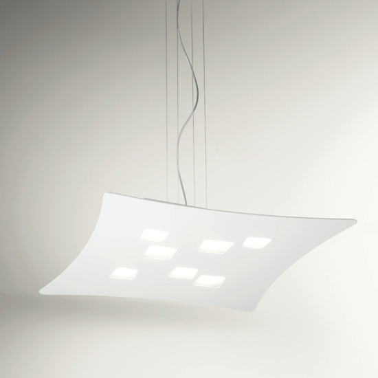 Lampadario moderno bianco gea luce isotta luce soipra e sotto