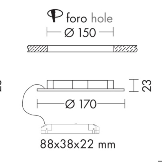 Faretto da incasso led 12w 3000k bianco rotondo