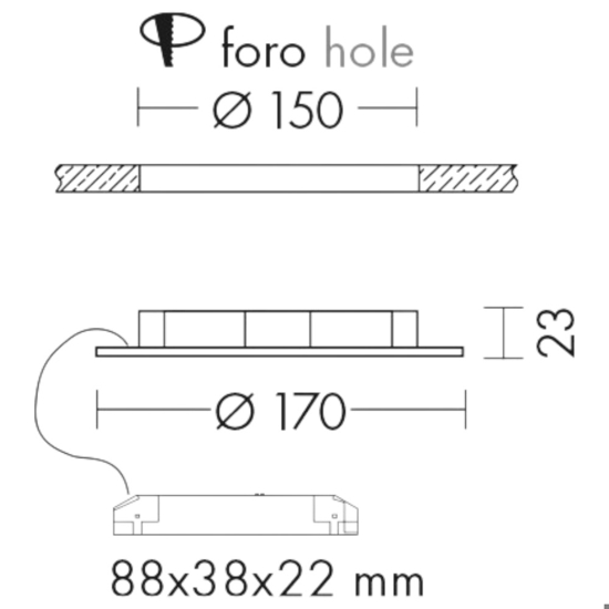 Faretto rotondo da incasso a soffitto 12w 4000k 220-240v