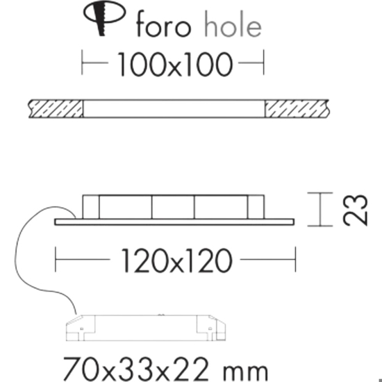 Faretto da incasso led quadrato bianco a soffitto 220-240v 6w 4000k