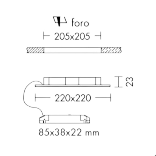 Faretto a led da incasso quadrato per controsoffitto 18w 3000k 220v bianco