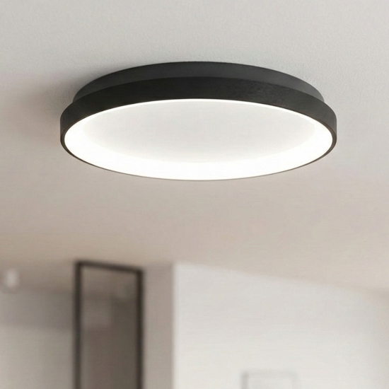 Plafoniera krizia pm nera led 38w 3000k circolare gea luce