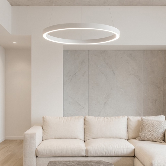 Krizia sm bianco gea luce lampadario led 50w 3000k cerchio