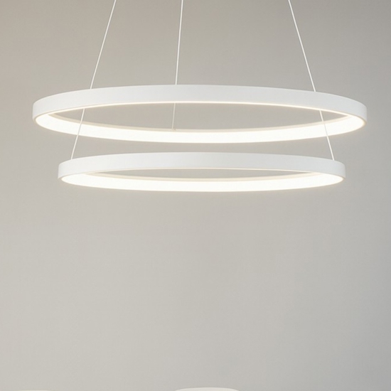 Lampadario krizia s2 gea luce bianco moderno 2 cerchi led