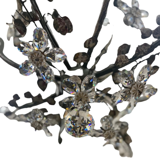 Lampadario mechini ferro battuto swarovski per salone fp
