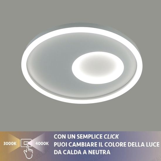 Plafoniera vivida cell bianca rotonda moderna 28w 3000k 4000k