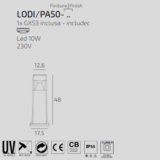 Lampioncino grigio da giardino moderno anti corrosione ip55