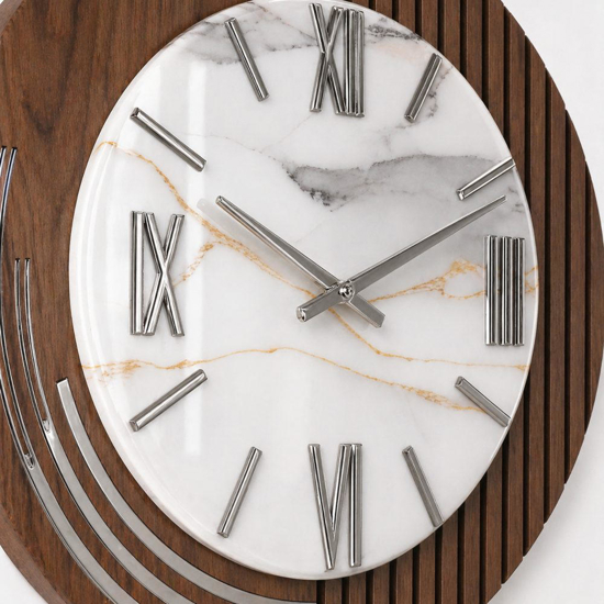 Orologio da parete design moderno resina effetto marmorizzato foglia argento 50cm