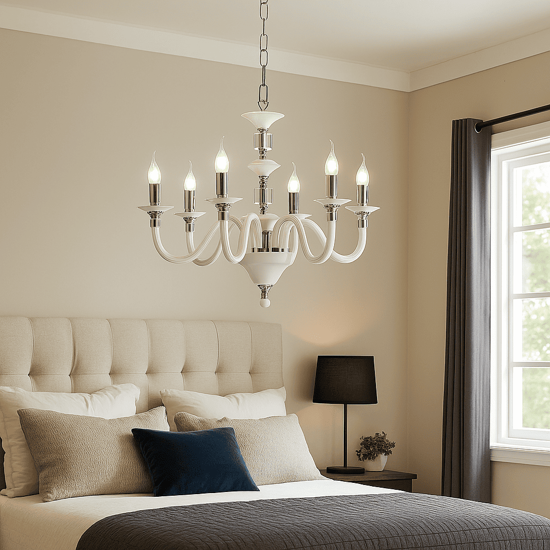Lampadario per camera da letto classica lp gala ondaluce sei luci bianco
