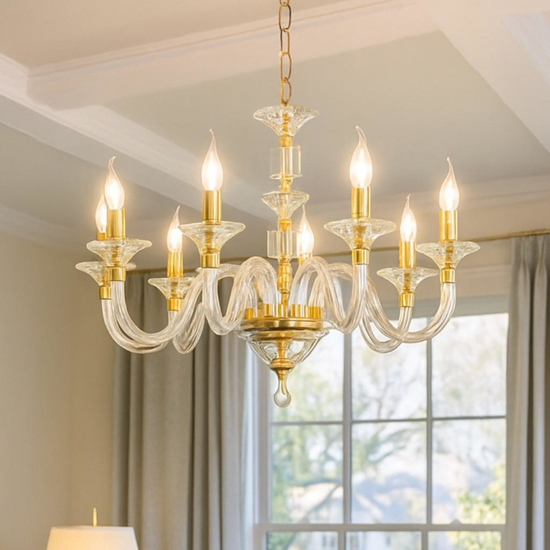 Lampadario classico per salotto classico lp gala ondaluce sei bracci oro