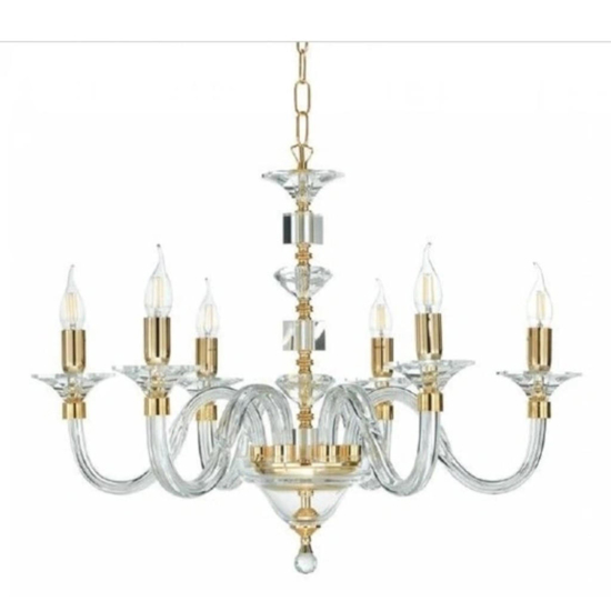 Lampadario classico per salotto classico lp gala ondaluce sei bracci oro
