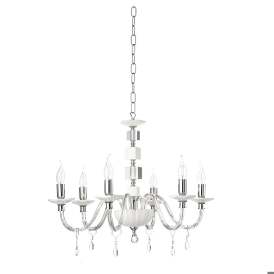 Ondaluce lampadario livia sei luci vetro bianco e cristalli