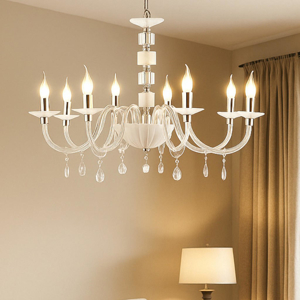 Grande lampadario classico vetro bianco ondaluce lp livia 8 bracci e14