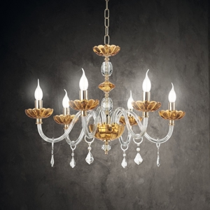 Ondaluce lampadario vetro cristallo ambrato