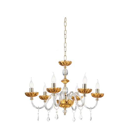 Ondaluce lampadario vetro cristallo ambrato