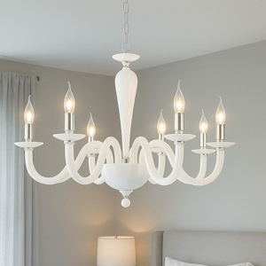 Ondaluce ravel lampadario per camera da letto classica vetro bianco 8 bracci