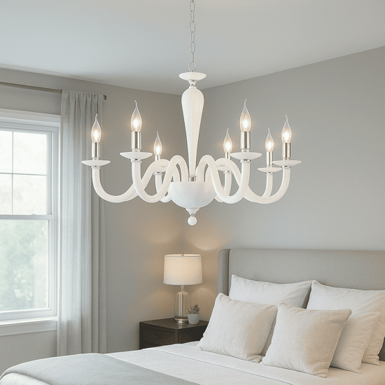 Ondaluce ravel lampadario per camera da letto classica vetro bianco 8 bracci