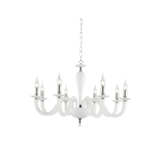 Ondaluce ravel lampadario per camera da letto classica vetro bianco 8 bracci