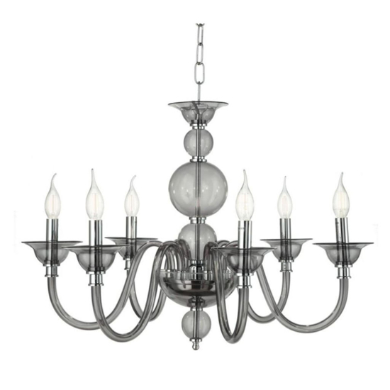 Lampadario classico sei bracci vetro fume lp tebe 6 ondaluce