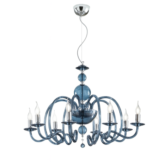 Grande lampadario classico vivaldi ondaluce vetro ottanio 8 luci camera da letto
