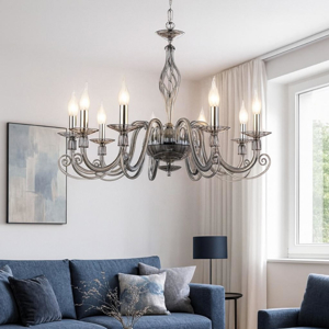 Ondaluce lp 1306 lampadario contemporaneo 8 bracci vetro grigio fume'