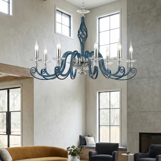 Lampadario classico lp1306 8 luci vetro ottone per salotto