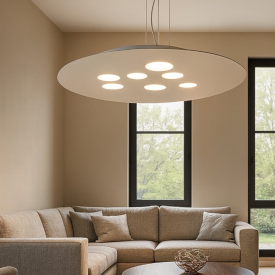 Gea luce luna lampadario moderno tortora