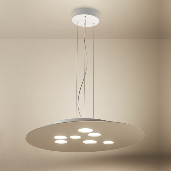 Gea luce luna lampadario moderno tortora