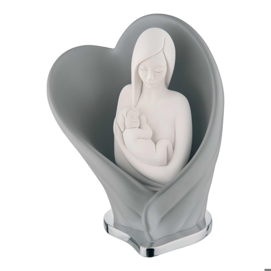 Scultura maternita nascita cuore grigio