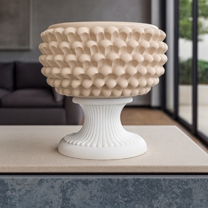 Centrotavola pigna ceramica bianco nocciola bongelli preziosi
