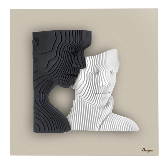 Quadro moderno coppia stilizzata 50x50 nero nocciola bongeli preziosi