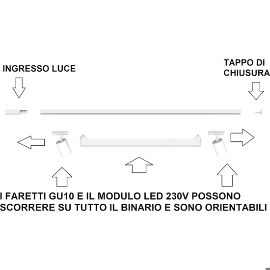 Sistema con spot binario 200cm oro nero modulo led 40w 4000k