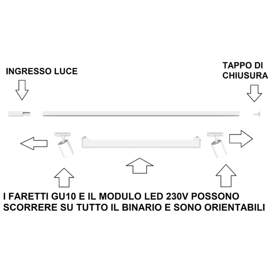 Sistema illuminazione a binario 300cm nero oro led 40w 3000k