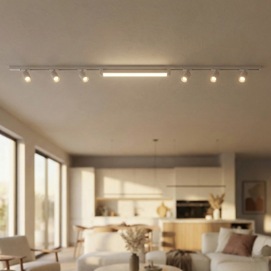 Sistema binario 300cm bianco monofase modulo led 40w 4000k con spot