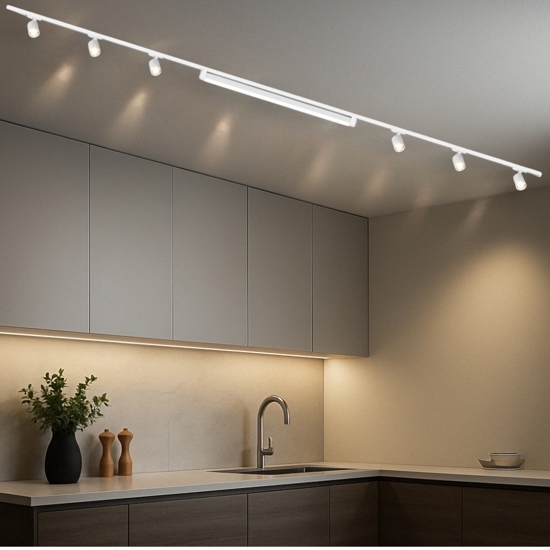 Sistema binario 300cm bianco monofase modulo led 40w 4000k con spot