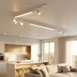 Binario angolare con spot orientabili monofase bianco modulo led 3000k