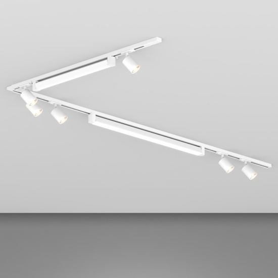 Binario angolare con spot orientabili monofase bianco modulo led 3000k