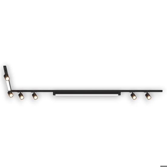 Sistema binario ad angolo 300cm nero led 3000k con spot orientabili