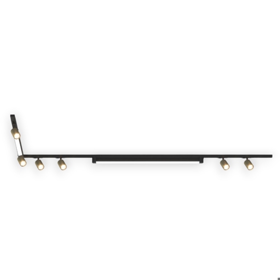 Sistema binario angolare 300cm nero oro led 3000k con spot monofase