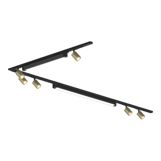 Sistema binario angolare 300cm nero oro led 3000k con spot monofase