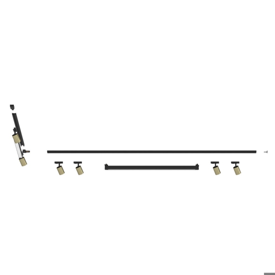 Sistema binario angolare 300cm nero oro led 3000k con spot monofase