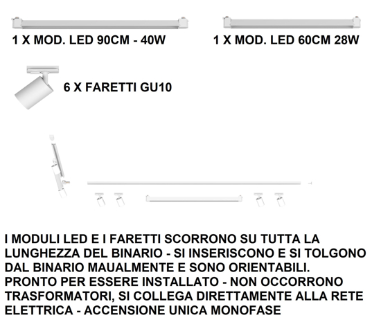 Sistema binario angolare monofase led 4000k spot nero oro