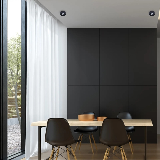 Faretto da incasso tondo nero a soffitto orientabile fp