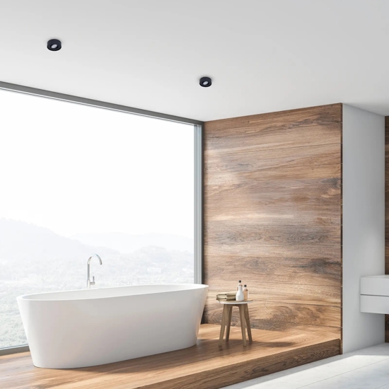 Faretto da incasso tondo nero a soffitto orientabile fp